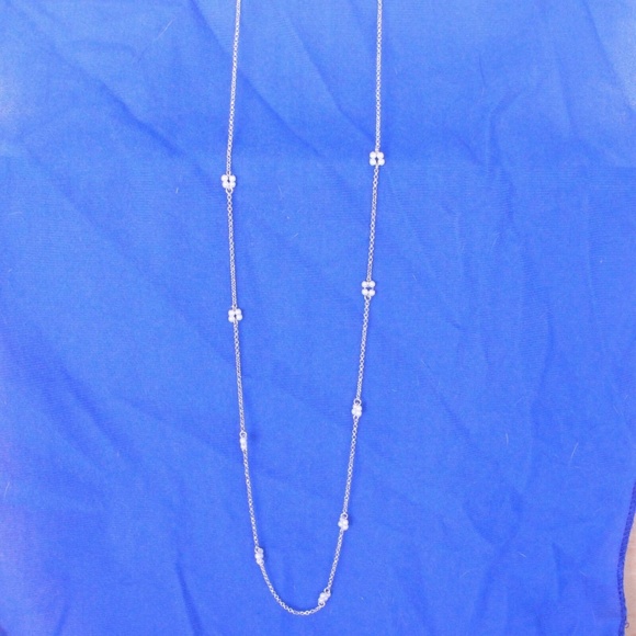 Jewelry - Delicate Opera Necklace 16 Inch Silver Plated Chain Cluster White Pearls